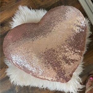 Heart-Shaped Sequin Pillow